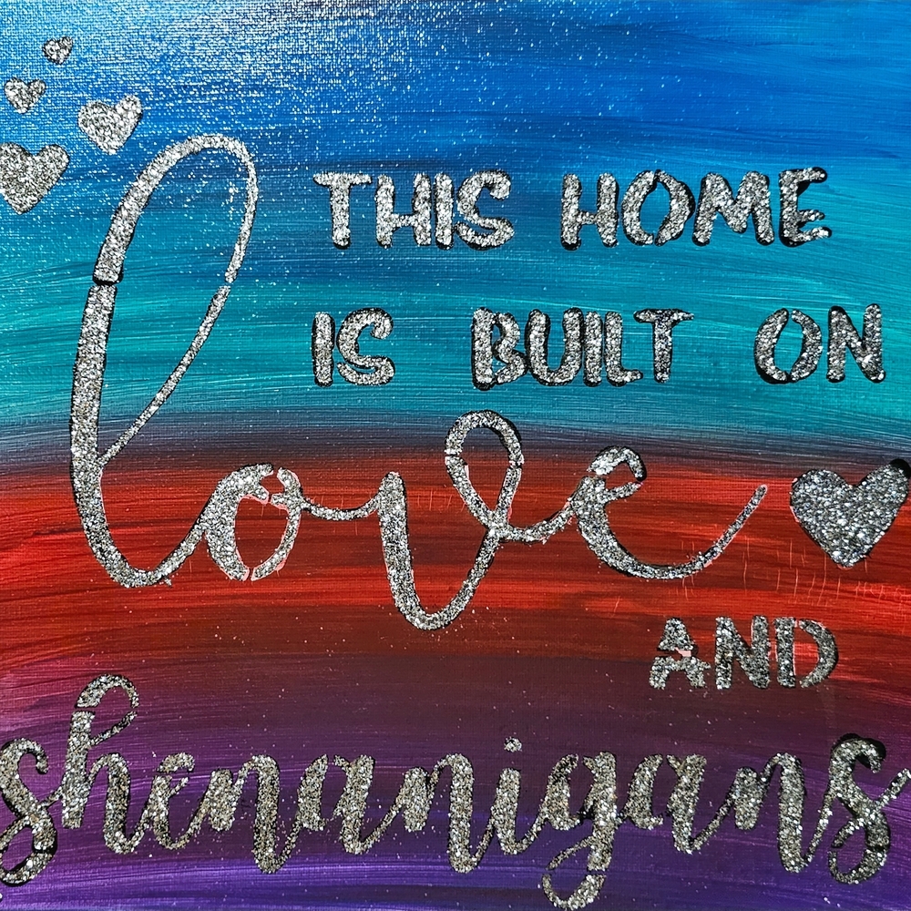 Colorful Wall Art with Glitter Text